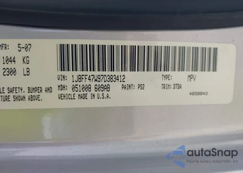 2007 Jeep Compass Sport из США, поврежденный, VIN 1J8FF47W97D383412